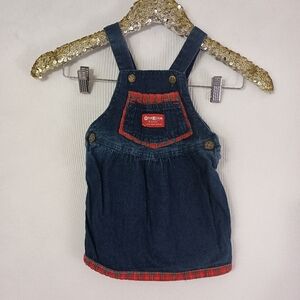 Vintage 80s Osh Kosh Bgosh Girls Blue Denim Jumper Dress Size 2T